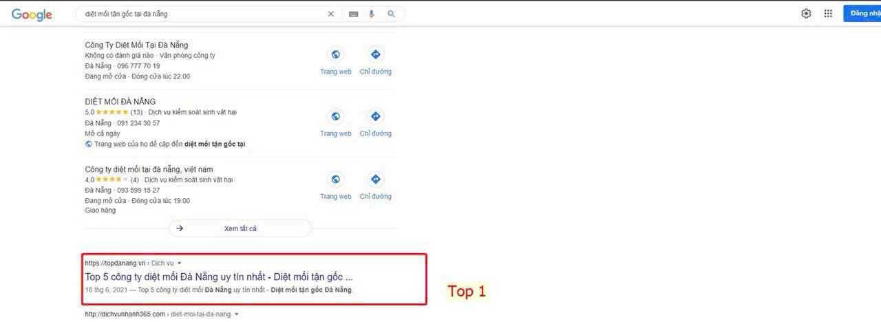 SEO top 1 từ khóa Diệt Mối Đà Nẵng