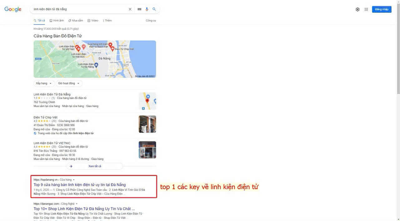 SEO top 1 từ khóa Linh Kiện Điện Tử Đà Nẵng