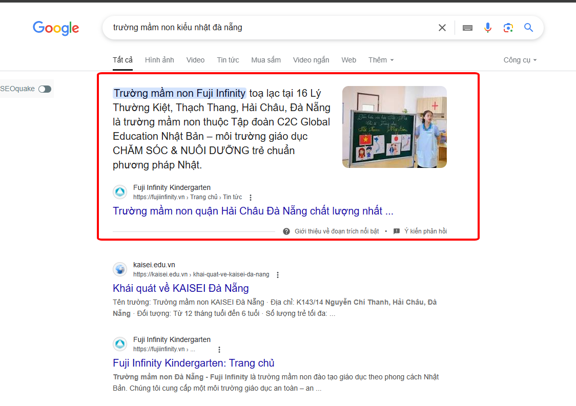 SEO top 1 từ khóa Trường mầm non Đà Nẵng
