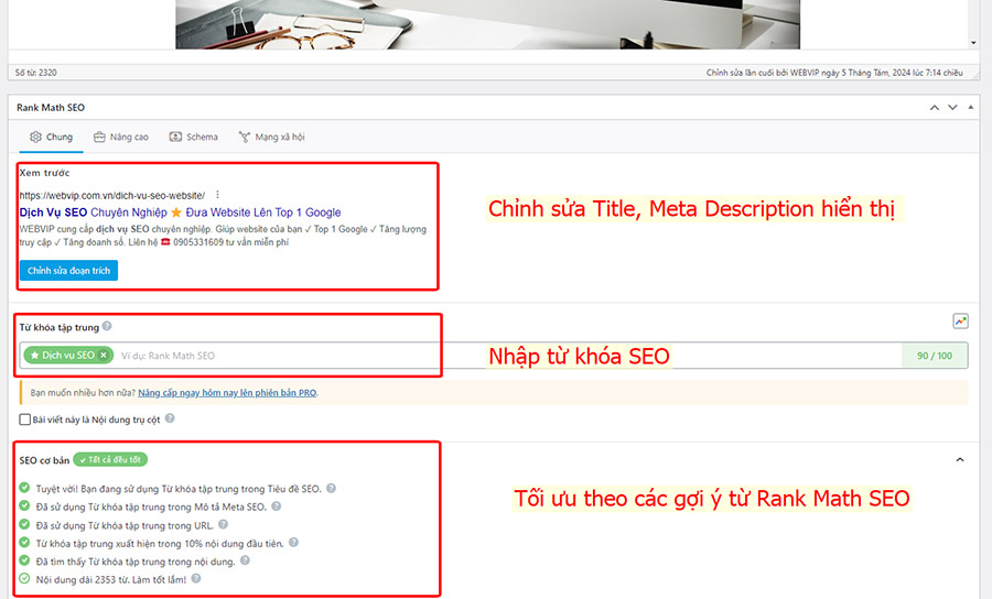 Sử dụng RankMath SEO để cấu hình SEO cho bài viết