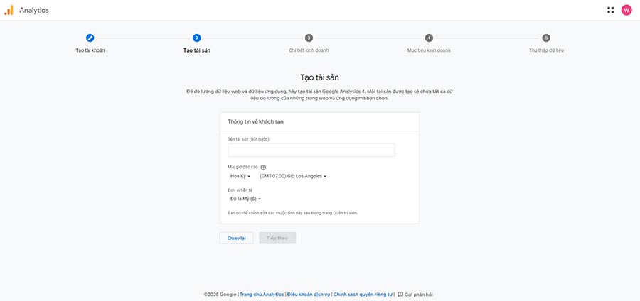 Bài 5: Google Analytics: Hướng Dẫn Cài Đặt và Sử Dụng Từ A – Z Mới Nhất 2025 9 Tạo Thuộc Tính (Property) GA4