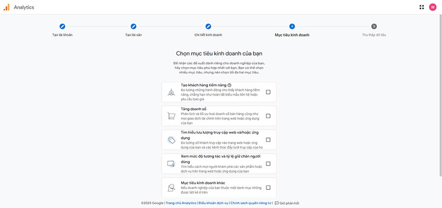 Chọn mục tiêu kinh doanh của bạn