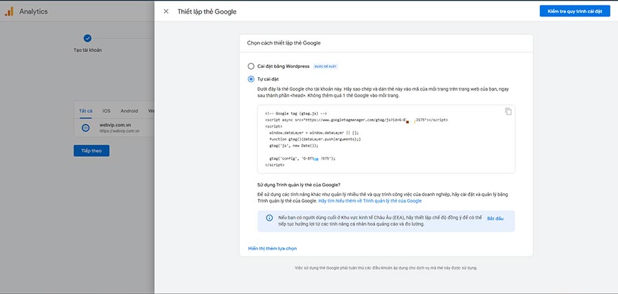 Bài 5: Google Analytics: Hướng Dẫn Cài Đặt và Sử Dụng Từ A – Z Mới Nhất 2025 14 Hãy sao chép và dán thẻ này vào mã vào phần <head> trên trang web của bạn.