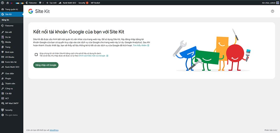 Bài 5: Google Analytics: Hướng Dẫn Cài Đặt và Sử Dụng Từ A – Z Mới Nhất 2025 15 Giao diện cài đặt plugin Site Kit by Google