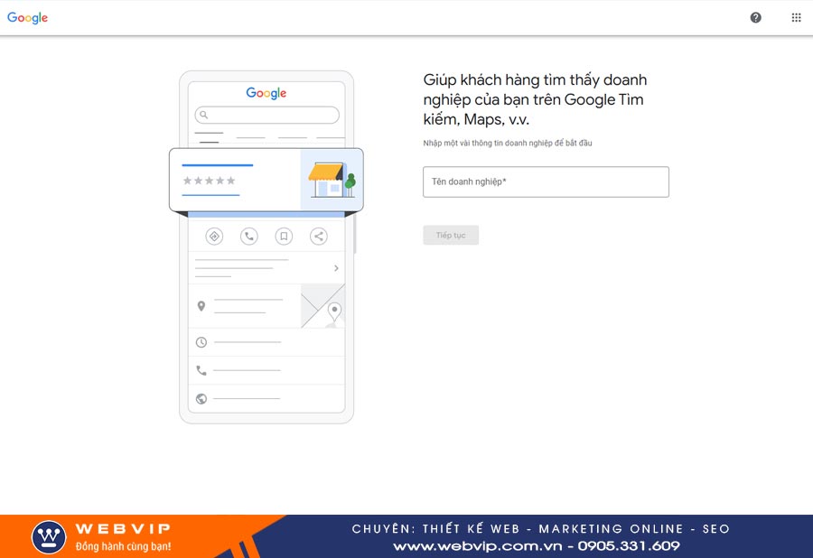 Giao diện điền thông tin doanh nghiệp trên Google Business Profile