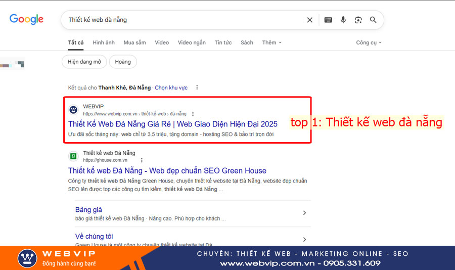 Google sẽ hiển thị trang web của bạn vị trí đầu tiên trên trang kết quả tìm kiếm nếu được thiết kế chuẩn SEO