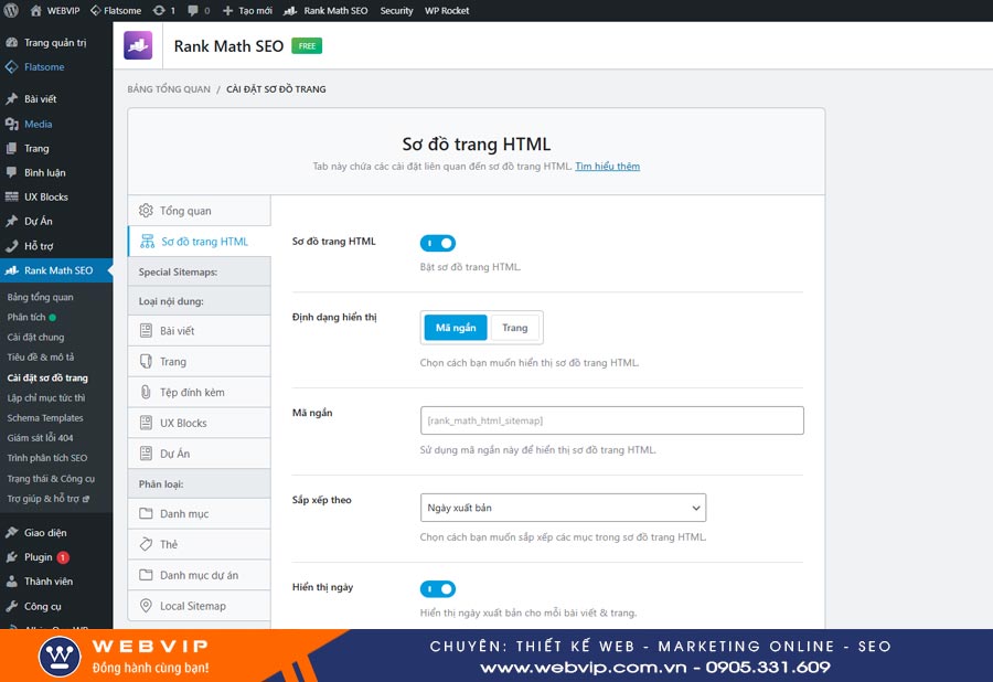 Bài 6: Sitemap Là Gì? Cách Tạo và Khai Báo Sitemap Với Google Chuẩn Nhất 2025 9 Giao diện cài đặt XML Sitemaps của Plugin Rankmath SEO