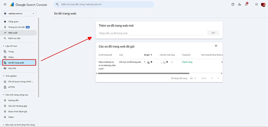 Bài 6: Sitemap Là Gì? Cách Tạo và Khai Báo Sitemap Với Google Chuẩn Nhất 2025 10 Giao diện gửi sitemap trong Google Search Console, với ô trống để điền sitemap_index.xml