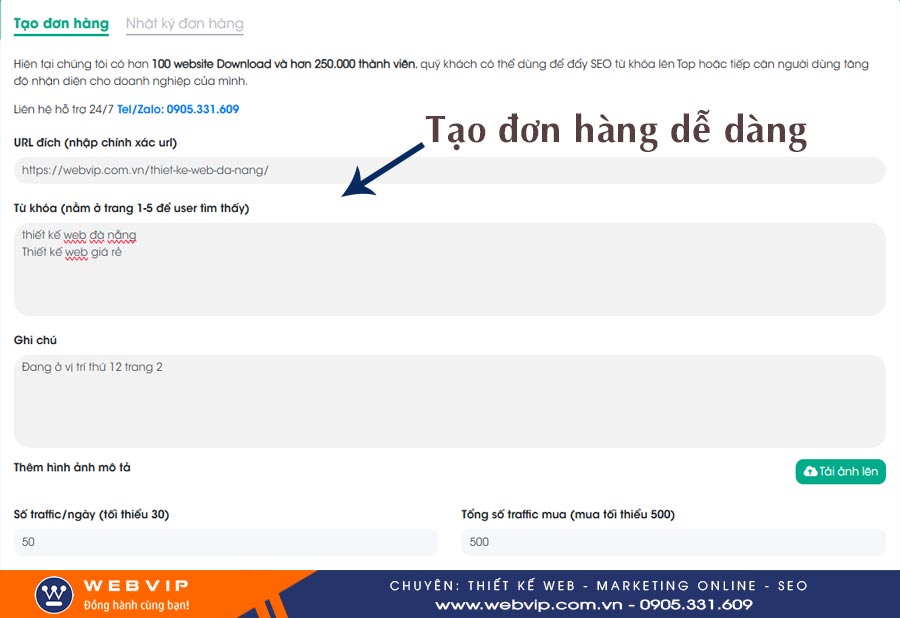 Dịch Vụ Traffic User 10 Tạo đơn hàng Tăng traffic User